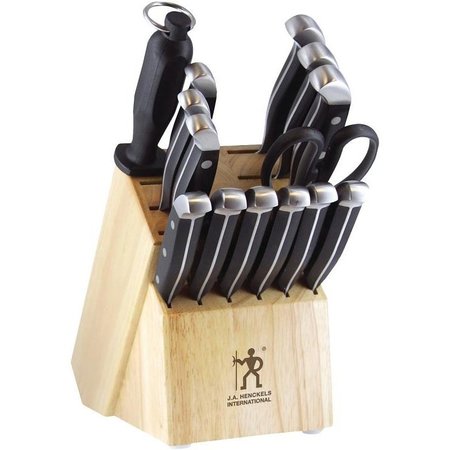 HENCKELS INTERNATIONAL Statement Series Knife Block Set, 15Piece, Stainless Steel, Black, Satin 13550-005